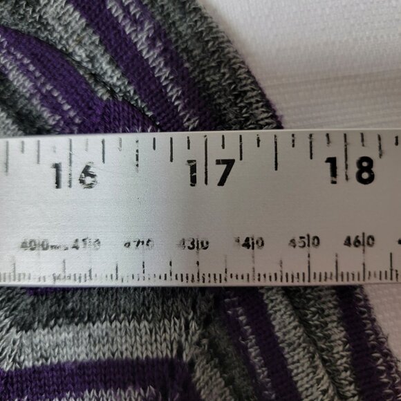 AB Studio Womens Poncho Cape Sz L Pull Over Knit Sweater Purple Black & Grey - Picture 8 of 11